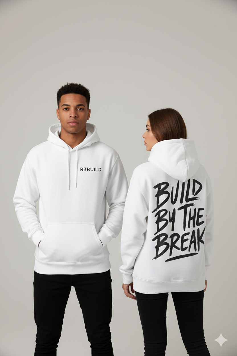 R3BUILD Break Hoodie – White Edition